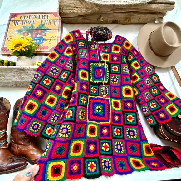 Colorful Crochet Mini Dress - Picture 15 of 15